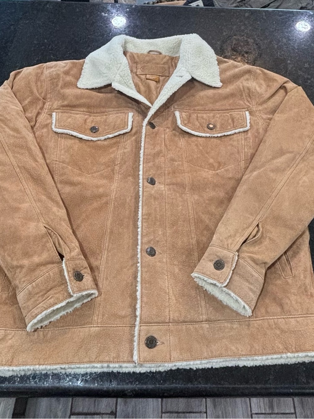 Austin Clothing Company Men's Suede Sherpa-Lined Jacket - Tan